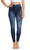 Rhinestone Pink Rose with Sparkles Women's Denim Print Fake Faux Jeans Leggings Pants