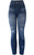 Women's Vintage Wrinkle Denim Print Fake Faux Jeans Leggings Pants