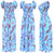 Summer lightweight long dress. Smocked bust and puffed short sleeves. Round neck line paisley summer dress