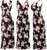 Roses Deep V-Neck Black Smocked Waist Summer Sundress Long Dress