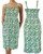 White Roses Summer Green Sundress Beach Cover Up Sleeveless Smocked Dress