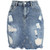 Distressed High Waisted Blue Jean Skirt Fringed Slim Fit Denim Mini Skirt