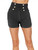 Buttons Denim Look High Waist Stretchy Cotton Shorts