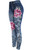Peony with Sparkle Denim High Waist Women's Denim Print Fake Faux Jeans Leggings Pants