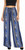 Blue Flower Aztec Pleated Palazzo Wide Leg Causal Summer Pants