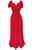 Gauze Look Red Smocked Waist Maxi Dress Solid Lightweight Summer Long Dress