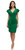 Solid Green Bodycon Dress V-neck Short Sleeve Summer Dress with Side Ruffle
