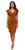 Solid Brown Bodycon Dress V-neck Short Sleeve Summer Dress with Side Ruffle