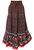 Folk Long Black Skirt Smocked Waist Floral Ruffle Hem Bohemian Gypsy Skirt