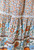 Folk Long Beige Skirt Smocked Waist Floral Ruffle Hem Bohemian Gypsy Skirt