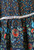 Folk Long Blue Skirt Smocked Waist Floral Ruffle Hem Bohemian Gypsy Skirt