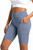 Blue Biker Shorts with Pockets Workout Biking Yoga Running Bermuda Short