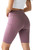 Mauve gym shorts. Those shorts are designed for ladies that are super active and fashionable. Stretch and cool comfort workout biker shorts. Great Bermuda shorts for riding your bike, running or attending yoga class.  Ideal length - 8.5" provides control of coverage yet allows you to freely move and exercise. Perfect for your vacation gateway. You will love how great those feel on your skin. Pockets on both sides