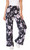 Grey Mauve Flower Wide Leg Pants Ethnic Palazzo Pants Stretchy Pleated Pants