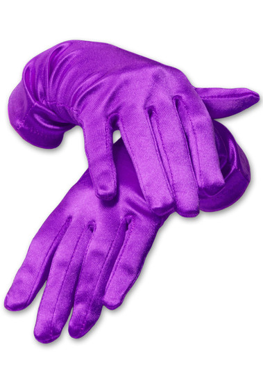 Satin Wrist Length Gloves Purple