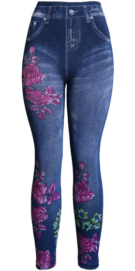 These jean leggings combine the fashionable look of denim with the comfort of leggings. They’re made of a stretchy material that allows for a skinny jeans look without the discomfort of regular jeans. Match them with your favorite boots or heels and watch the compliments roll in.