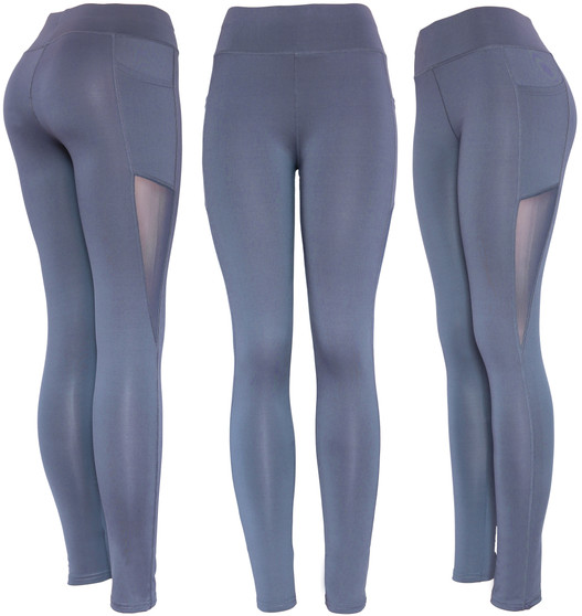 Basic solid leggings. Solid Color leggings - black leggings. Active wear leggings with side pockets. Solid color inserts on the side. Stretchy leggings for active ladies.