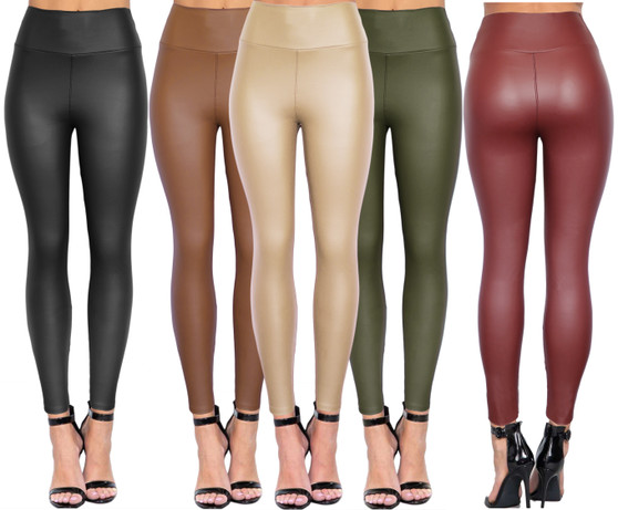 These super sexy, fashionable leggings have the look of leather but are actually made of a slim-fitting, body-hugging fabric that makes them comfortable to wear. The high waist and tummy control design make them flattering and comfortable to wear. The wet look leggings are great for clubbing, dates, and girls' night out. Pair them with your favorite t-shirt or tunic and boots to create a trendy casual look. Available in multiple colors, these leggings are a must-have in your wardrobe!