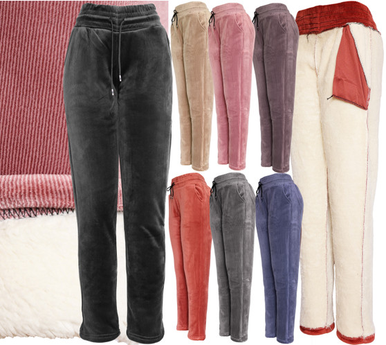 These women's winter warm sweatpants are made with a corduroy outer shell and a cozy Sherpa lining. They are super thick and comfortable to wear. Super comfortable pants you will ever own! They will keep you warm after a day of skiing or snowboarding.