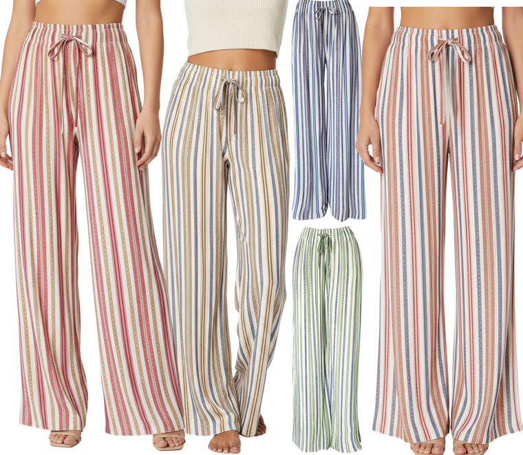 Nautical Stripped Palazzo Pants Wide Leg Causal Summer Stretchy Pants