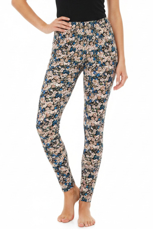 Small Blue Flower Cotton Blend Basic Causal Fun Printed Leggings