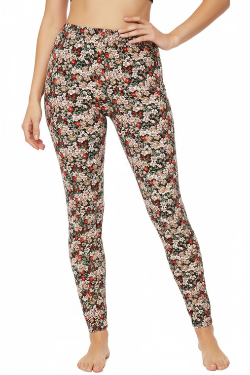 Small Red Cotton Blend Basic Causal Fun Printed Leggings