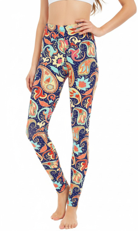 Flower Paisley Cotton Blend Basic Causal Fun Printed Leggings