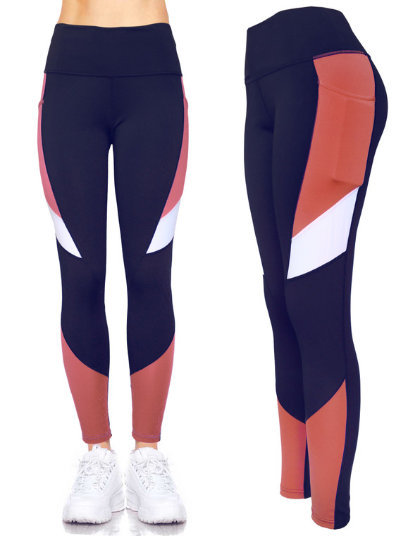 Rust Workout Leggings with Pockets High Waist Athletic Active Pants