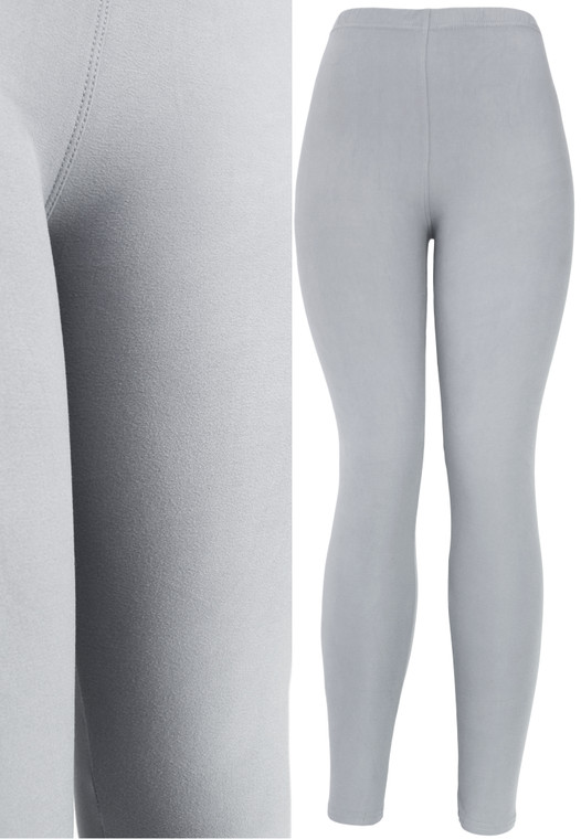 Ultra Soft Silver Leggings Solid Brushed Basic Full Leggings