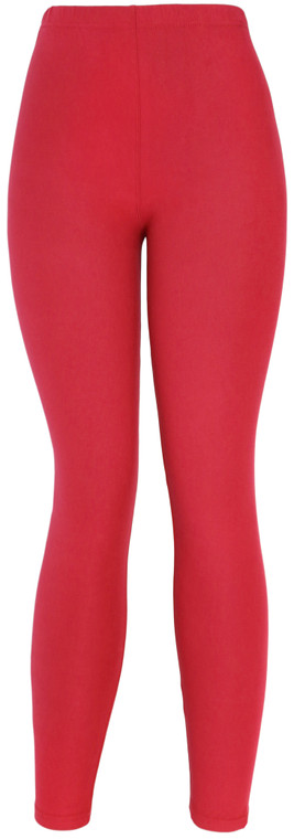 Ultra Soft Red Leggings Solid Brushed Basic Full Leggings