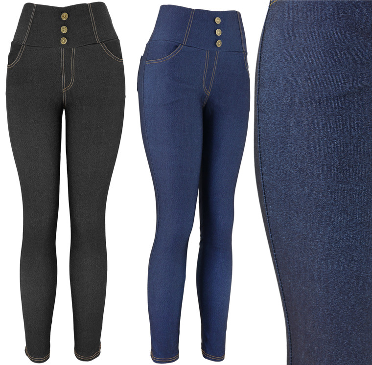 These stretchy pants are great for everyday errands. They have a high waist and a 3.75" elastic waist band. They are true to size with a 28" inseam. They have a denim look without compromising comfort or freedom of movement. These pants are great for work or travel!