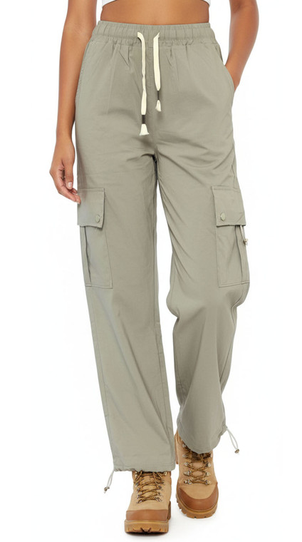 Khaki Quick Dry Summer Hiking Cargo Pants with Button Detail