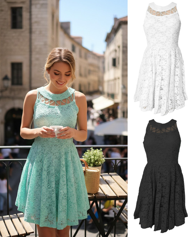 Soft Collard Floral Lace Dress Beautiful Flowy Bottom Dress Summer Dress