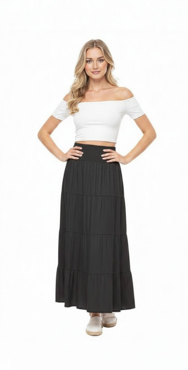 Black Summer Cotton Maxi Skirt