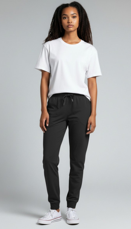 Tapered Brushed Black Jogger Pants Activewear Joggers Track Cuff Sweatpants