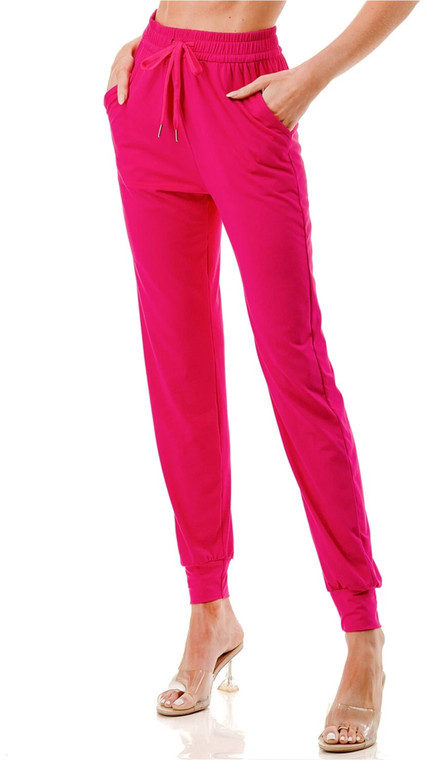 Hot Pink jogger pants, soft lightweight joggers pants for women