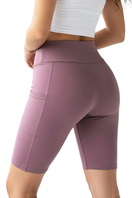 Mauve Biker Shorts with Pockets Workout Biking Yoga Running Bermuda Short