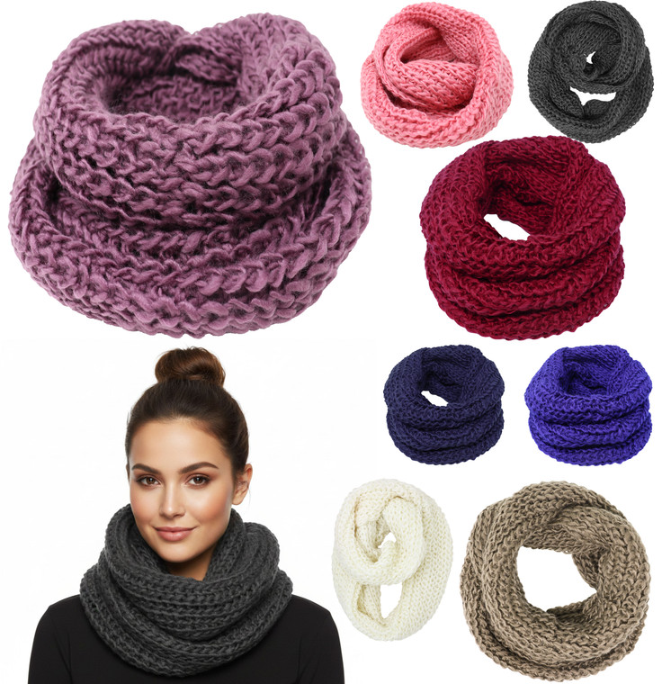 Thick Knitted Chunky Infinity Loop Scarf Circle Long Winter Scarf