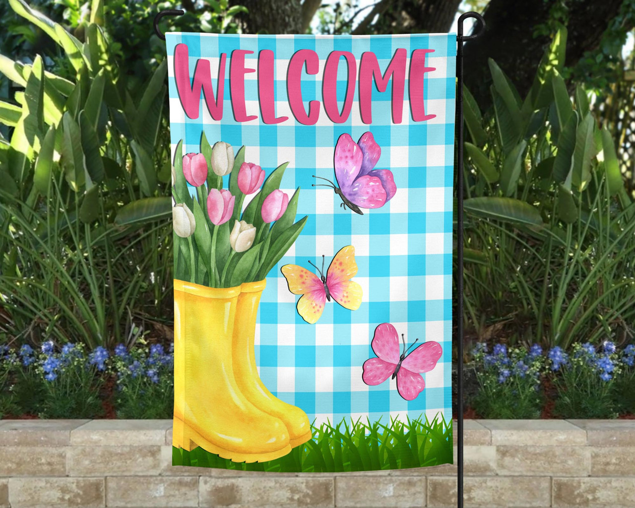 Welcome Spring Rainboots Doorhanger