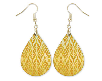 Mustard Earrings, Yellow and Gold Boho Teardrop Earrings