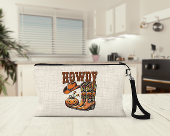 Howdy Cowboy Boots Halloween Fall Wristlet Makeup Bag