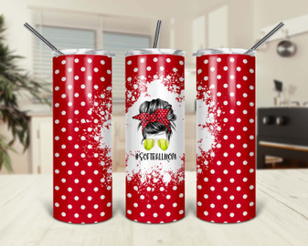 Softball Mom Red Polka Dots 20oz Tumbler