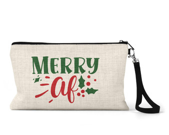 Merry AF Christmas Wristlet Makeup Bag