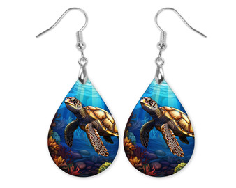 Tortoise Turtle Summer Beach Teardrop Earring