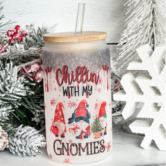 Chillin' With My Gnomies Frosted Glass Tumbler 12oz