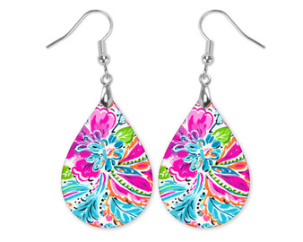 Pink Paisley Teardrop Earrings