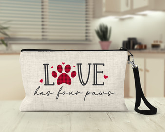 Love Has Four Paws Wristlet Makeup Bag