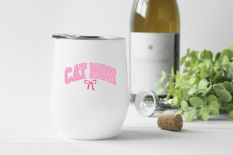 Cat Mom Pink Wine Tumbler 12oz