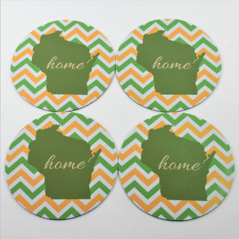 HOME Wisconsin Silhouette Green & Gold Coasters (Set of 4)