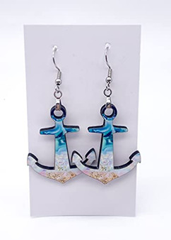 Anchor Summer Beach Hardboard Dangle Earrings